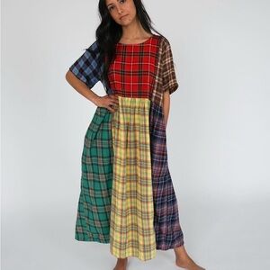State the Label Plaid Flannel Patchwork Dress